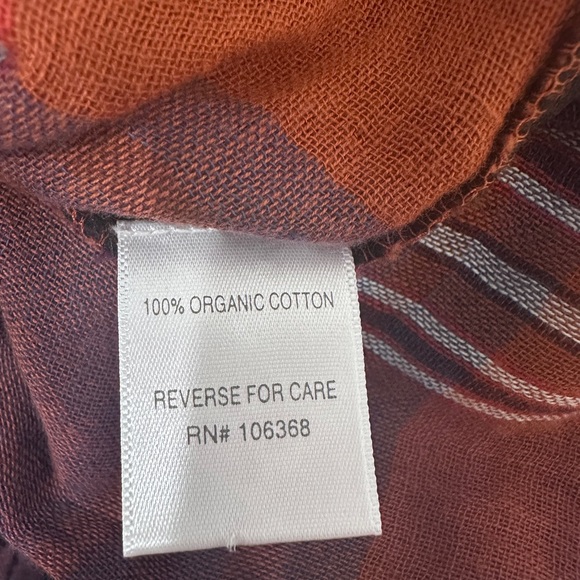 Garnet Hill Warm fall Plaid 100% organic Cotton Top blouse 3/4 sleeve size 8 - Picture 7 of 8